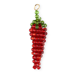 BY31® Glass seed beads charms chili pepper Dark Red-Green