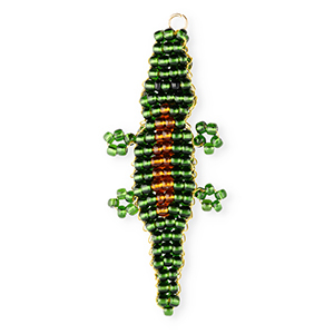 BY31® Glass seed beads charms crocodile Dark Green-Amber Brown-Black-Gold