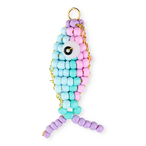 BY31® Glass seed beads charms fish Pastel Lilac-Light Blue-Turquoise-Lavender-Gold