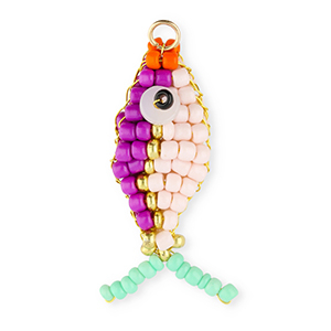 BY31® Glass seed beads charms fish Purple-Light Pink-Gold-Mint Green
