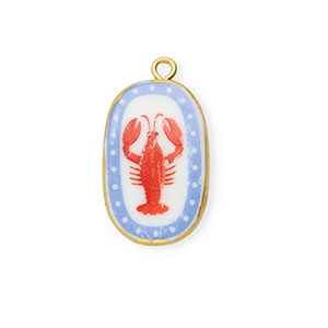 Ceramic charms oval with lobster Gold-White-Blue-Red