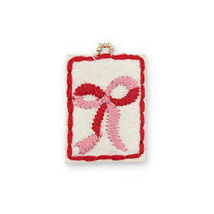 Handmade embroidered charms bow White-Pink-Red-Gold