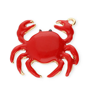 Metal charms crab Gold-Red