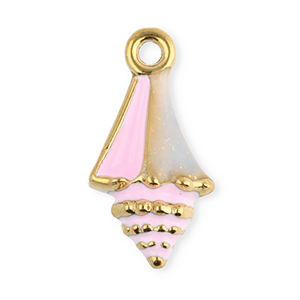 Stainless Steel Charm Enamel Coral Gold Red Gold Red Approx 21X11Mm 16Mm