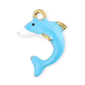 Stainless Steel Charm Enamel Seahorse Gold Light Blue Gold Light Blue Approx 26X10Mm 12Mm