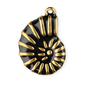 Stainless Steel Charm Enamel Shell Gold Black Gold Black Approx 185X13Mm 11Mm