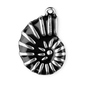Stainless Steel Charm Enamel Shell Silver Black Silver Black Approx 185X13Mm 11Mm