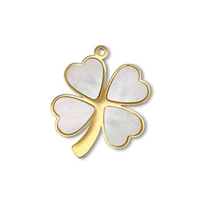 Stainless Steel Charm Shell Clover Gold White Natural Colour Gold White Natural Colour Approx 17X145Mm 09Mm