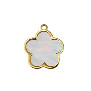 Stainless Steel Charm Shell Flower Gold White Natural Colour Gold White Natural Colour Approx 12X11Mm 09Mm
