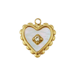 Stainless Steel Charm Shell Heart Gold White Natural Colour Gold White Natural Colour Approx 11X10Mm 12Mm