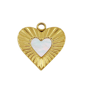 Stainless Steel Charm Shell Heart Gold White Natural Colour Gold White Natural Colour Approx 125X12Mm 15Mm