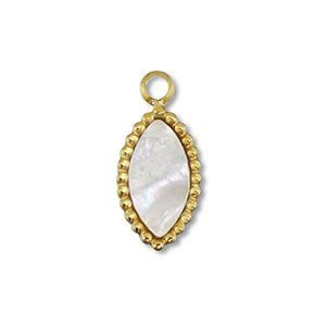Stainless Steel Charm Shell Oval Gold White Natural Colour Gold White Natural Colour Approx 125X6Mm 1Mm