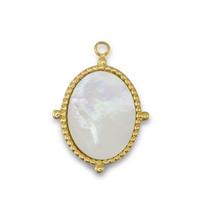 Stainless Steel Charm Shell Oval Gold White Natural Colour Gold White Natural Colour Approx 20X145Mm 15Mm