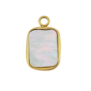 Stainless Steel Charm Shell Rectangle Gold White Natural Colour Gold White Natural Colour Approx 12X75Mm 15Mm