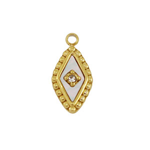 Stainless Steel Charm Shell Rhombus Gold White Natural Colour Gold White Natural Colour Approx 12X6Mm 1Mm