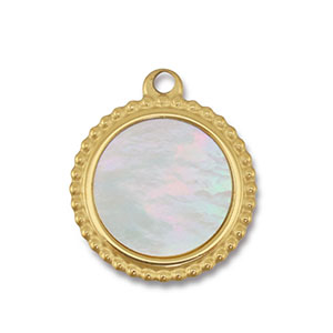 Stainless Steel Charm Shell Round Gold White Natural Colour Gold White Natural Colour Approx 19X16Mm 17Mm