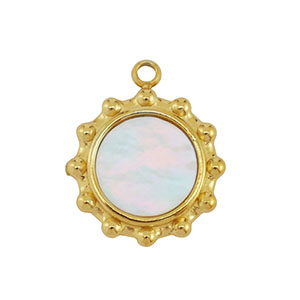 Stainless Steel Charm Shell Sun Gold White Natural Colour Gold White Natural Colour Approx 15X13Mm 14Mm