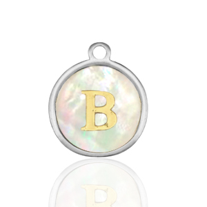 Stainless Steel Charms 12Mm Shell Initial B White Natural Colour Silver White Natural Colour Silver Approx 14X12Mm 15Mm
