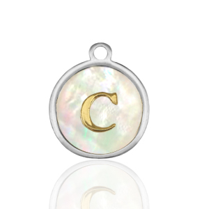 Stainless Steel Charms 12Mm Shell Initial C White Natural Colour Silver White Natural Colour Silver Approx 14X12Mm 15Mm