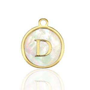 Stainless Steel Charms 12Mm Shell Initial D White Natural Colour Gold White Natural Colour Gold Approx 14X12Mm 15Mm