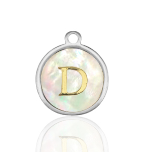 Stainless Steel Charms 12Mm Shell Initial D White Natural Colour Silver White Natural Colour Silver Approx 14X12Mm 15Mm