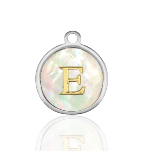 Stainless Steel Charms 12Mm Shell Initial E White Natural Colour Silver White Natural Colour Silver Approx 14X12Mm 15Mm