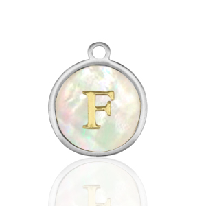 Stainless Steel Charms 12Mm Shell Initial F White Natural Colour Silver White Natural Colour Silver Approx 14X12Mm 15Mm