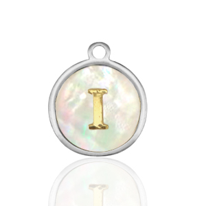 Stainless Steel Charms 12Mm Shell Initial I White Natural Colour Silver White Natural Colour Silver Approx 14X12Mm 15Mm