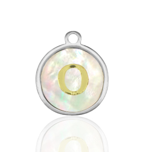 Stainless Steel Charms 12Mm Shell Initial O White Natural Colour Silver White Natural Colour Silver Approx 14X12Mm 15Mm