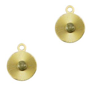 Stainless Steel Charms 12Mm With Natural Stone Gold Horizon Gray Gold Horizon Gray Approx 15X12Mm 18Mm