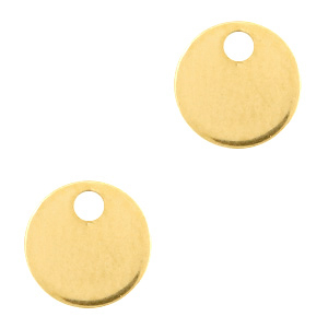 Stainless Steel Charms 8Mm Round Gold Gold Approx 8Mm 18Mm