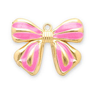 Stainless Steel Charms Bow Gold Pink Gold Pink Approx 195X245Mm 15Mm