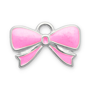 Stainless Steel Charms Bow Silver Pink Silver Pink Approx 12X19Mm 2Mm