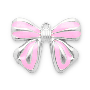Stainless Steel Charms Bow Silver Pink Silver Pink Approx 195X245Mm 15Mm