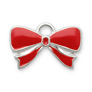 Stainless Steel Charms Bow Silver Red Silver Red Approx 12X19Mm 2Mm