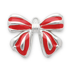 Stainless Steel Charms Bow Silver Red Silver Red Approx 195X245Mm 15Mm