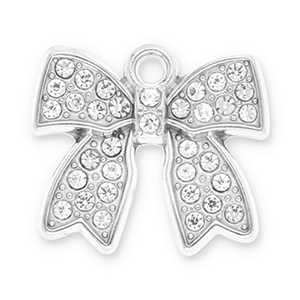 Stainless Steel Charms Bow With Strass Silver Transparent Silver Transparent Approx 17X19Mm 2Mm
