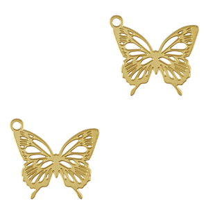 Stainless Steel Charms Butterfly Gold Gold Approx 12X11Mm 09Mm