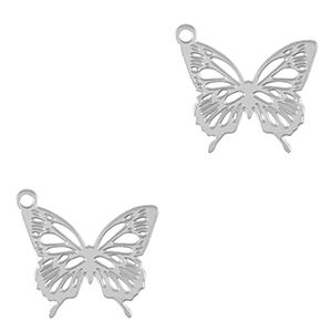 Stainless Steel Charms Butterfly Silver Silver Approx 12X11Mm 09Mm