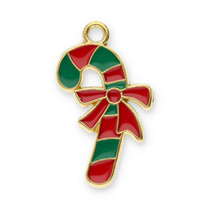Stainless Steel Charms Candy Cane With Bow Gold Red Green Gold Red Green Approx 23X135Mm 18Mm
