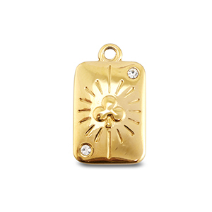 Stainless Steel Charms Card Clover Gold Gold Approx 18X11Mm 17Mm