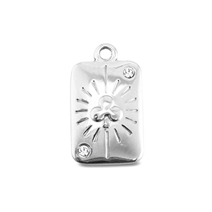 Stainless Steel Charms Card Clover Silver Silver Approx 18X11Mm 17Mm