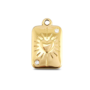 Stainless Steel Charms Card Heart Gold Gold Approx 18X11Mm 17Mm
