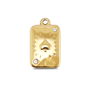 Stainless Steel Charms Card Spade Gold Gold Approx 18X11Mm 17Mm