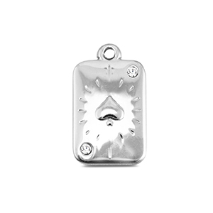 Stainless Steel Charms Card Spade Silver Silver Approx 18X11Mm 17Mm