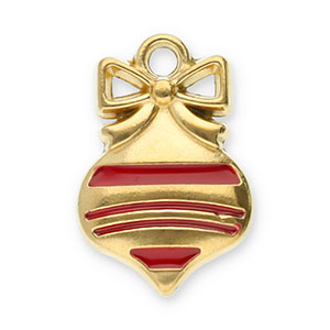 Stainless Steel Charms Christmas Bauble Gold Red Gold Red Approx 165X11Mm 17Mm