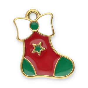 Stainless Steel Charms Christmas Sock Gold Red Green White Gold Red Green White Approx 155X12Mm 14Mm