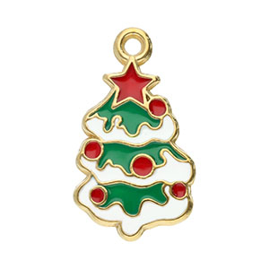 Stainless Steel Charms Christmas Tree Gold White Red Green Gold White Red Green Approx 23X13Mm 17Mm