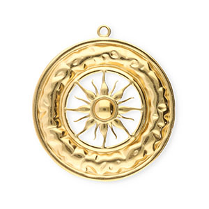 Stainless Steel Charms Circle With Sun Gold Gold Approx 435X395Mm 2Mm