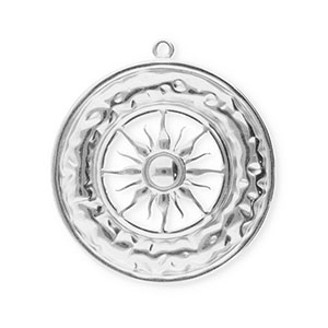 Stainless Steel Charms Circle With Sun Silver Silver Approx 435X395Mm 2Mm